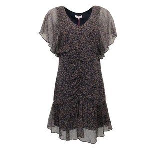 Parker Viceroy Floral Ruched Flutter Sleeve Dress